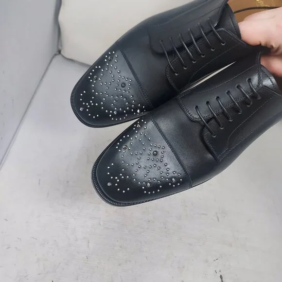 Christian Louboutin MENS Maltese Stud Black Derby Shoe